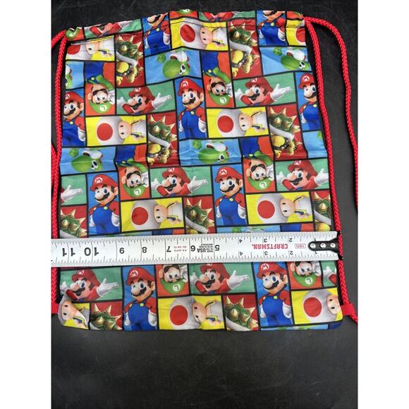 Super Mario Brothers String Backpack Red And Black drawstring closure{F} - Picture 9 of 11